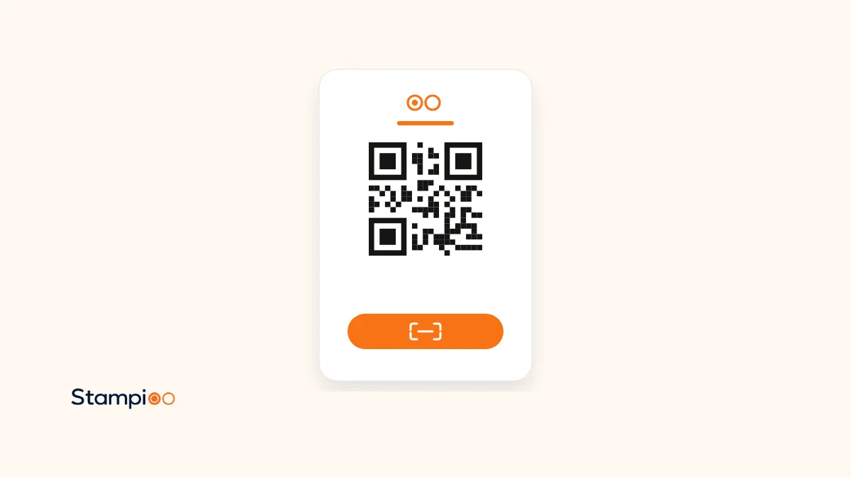 Ilustración: una tarjeta de fidelización con un código QR para escanear y unirse